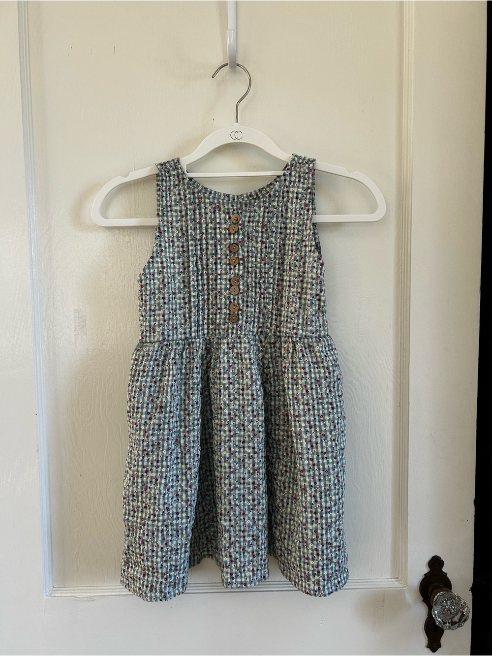 French Green Button-Front Dress